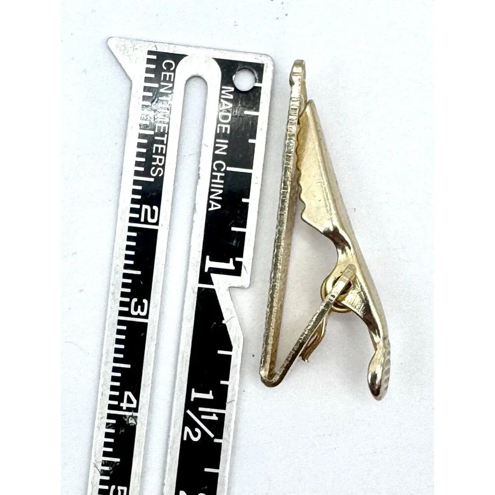Vintage Tie Clip Gold Tone Pebble Textured Golden Clips Men's Fashion Jewelry
